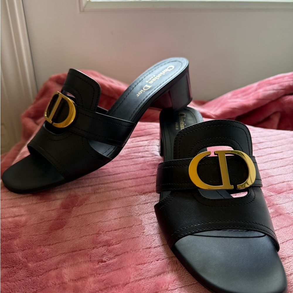 Dior Black Sandals with Gold Accents - Picture 7 of 15